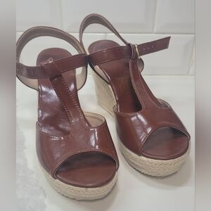 SHEIN Brown Espadrille Wedge Sandals